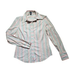 Tommy Hilfiger Rainbow Colored 100% Cotton Button Down Shirt Size 6